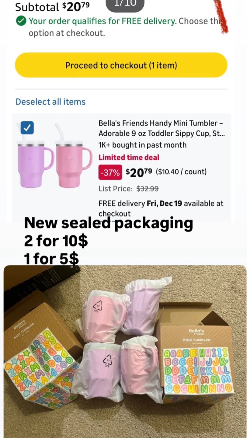 Bella's Friends 9 oz Toddler Sippy Cups (2 Pack)