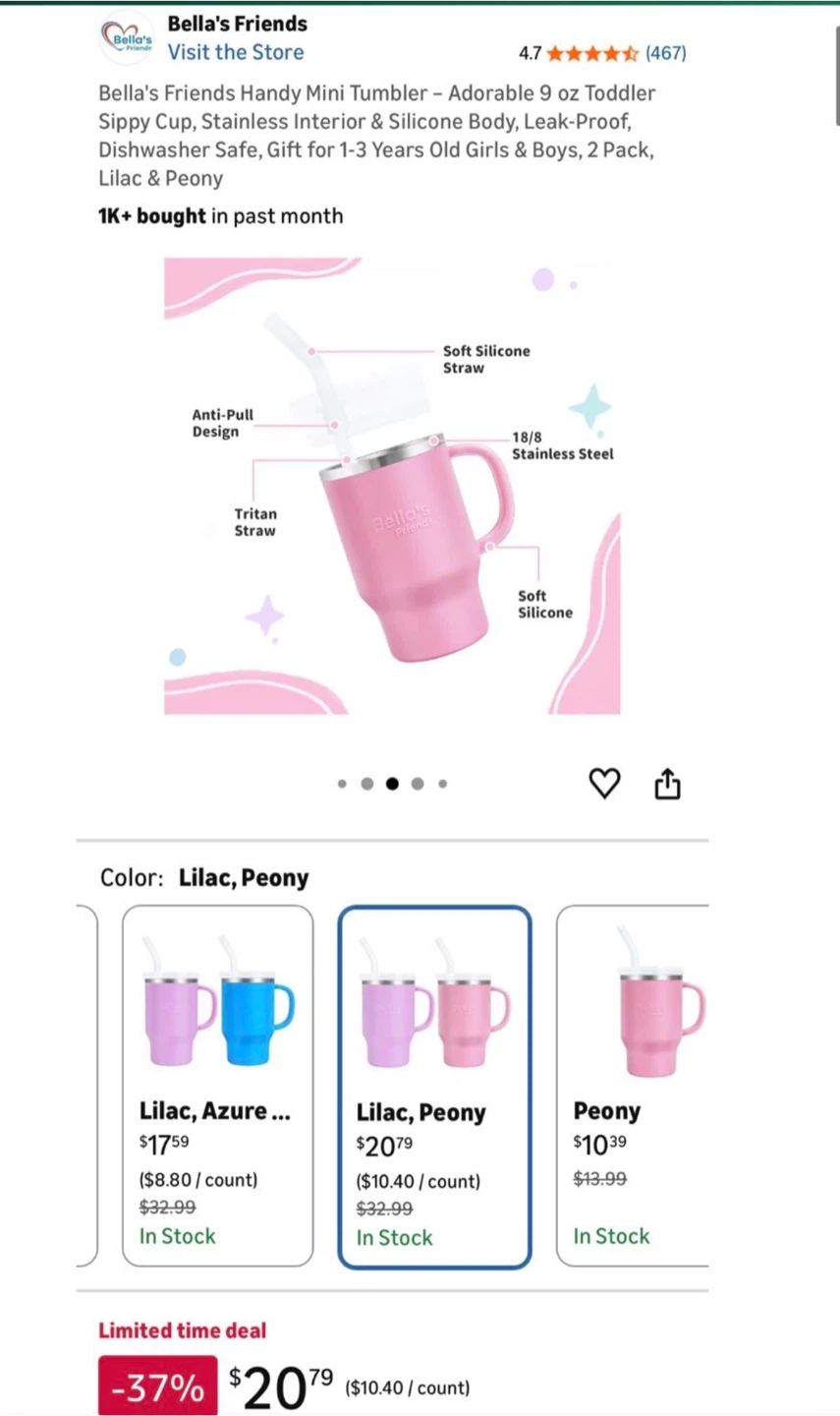 Bella's Friends 9 oz Toddler Sippy Cups (2 Pack) - photo 4