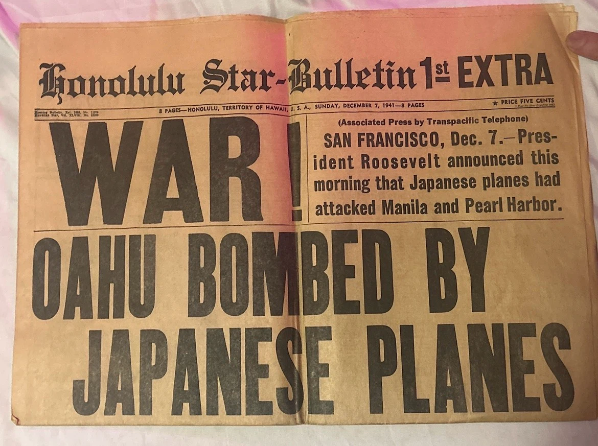 Honolulu Star-Bulletin 1st EXTRA Newspaper - December 7, 1941