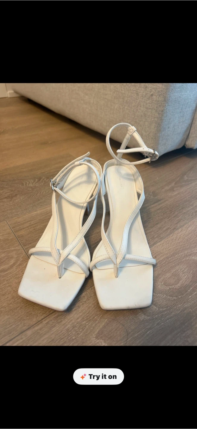 OAK- FORT White Strappy Square Toe Heels