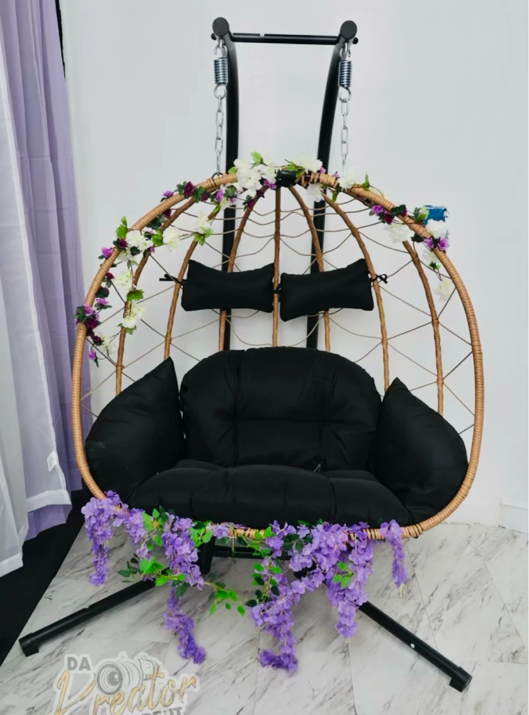 Double Hanging Egg Chair with Stand