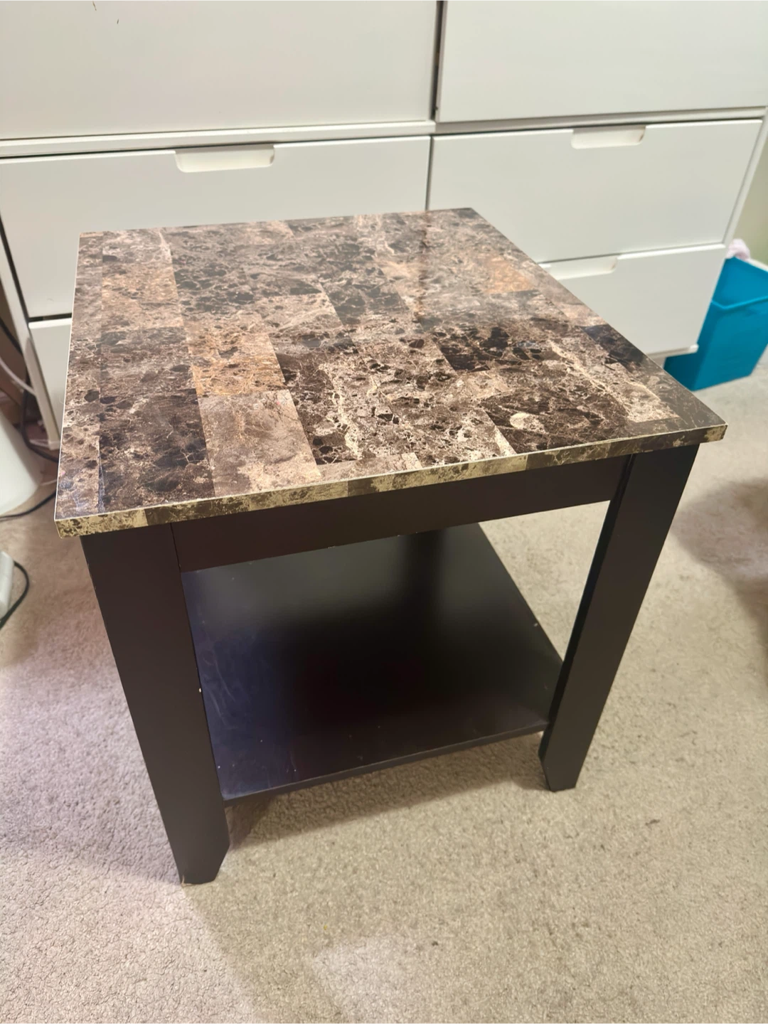2x End Table with Marble Top