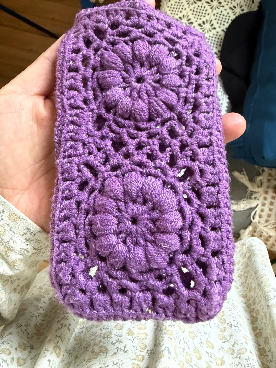 Purple Crocheted Phone Bag