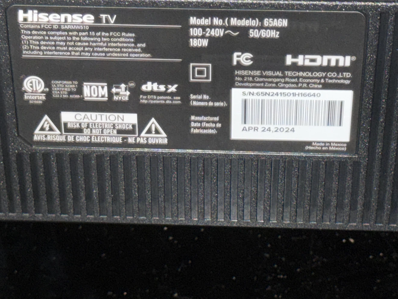 Like new Hisense 65A6N 65-inch Smart TV - photo 3