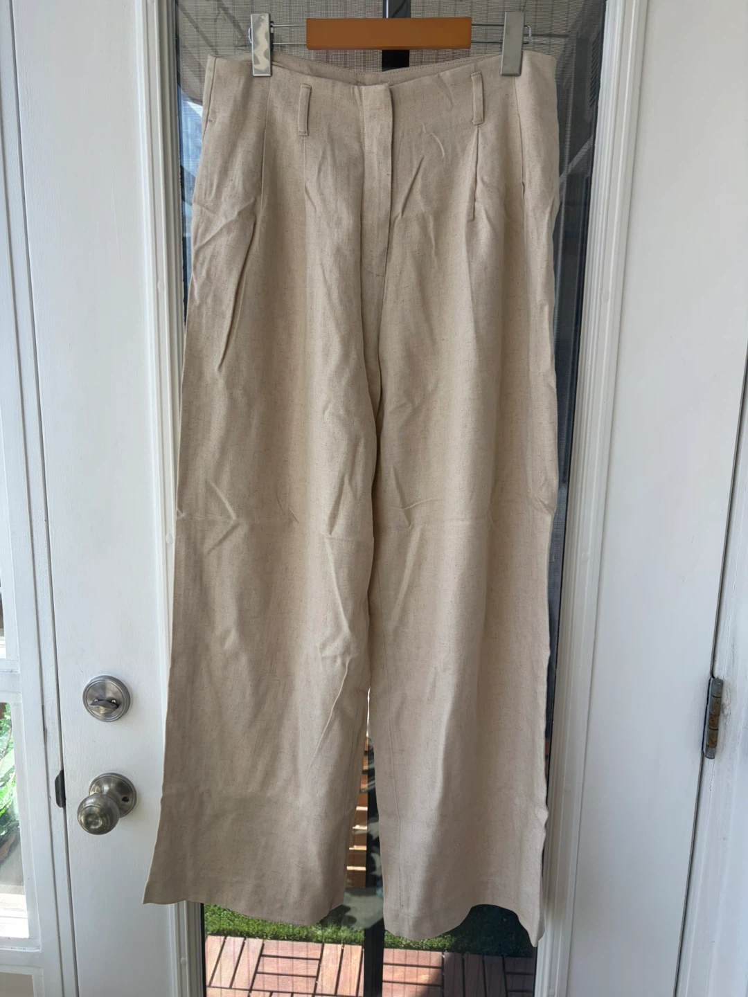 Linen Blend Wide Leg Pants