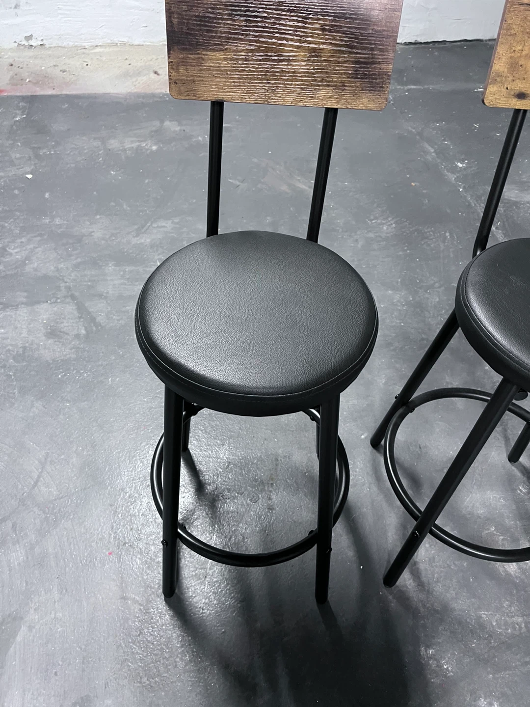 Set of 2 Black Bar Stools with Backrests - photo 2