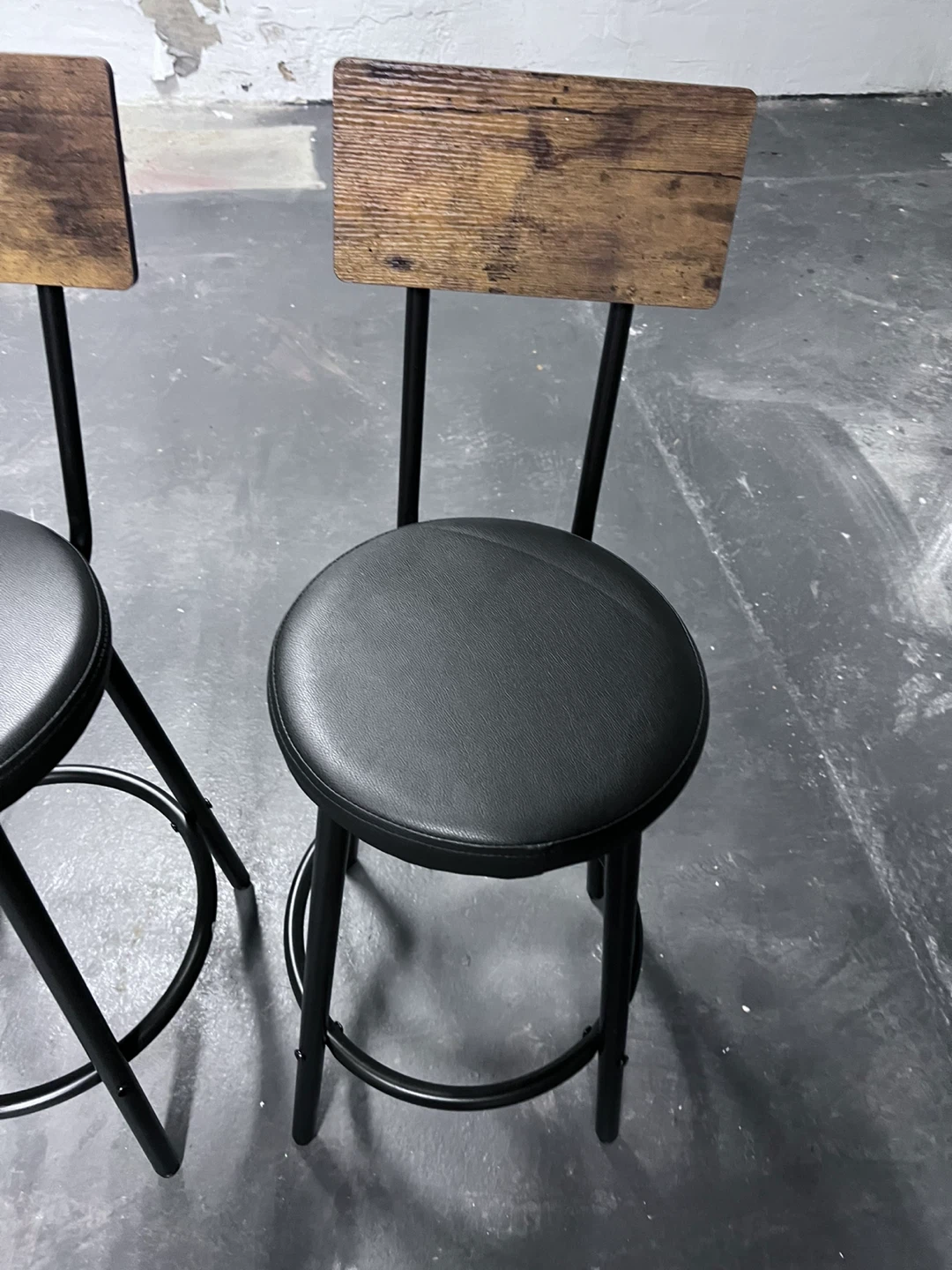 Set of 2 Black Bar Stools with Backrests - photo 3