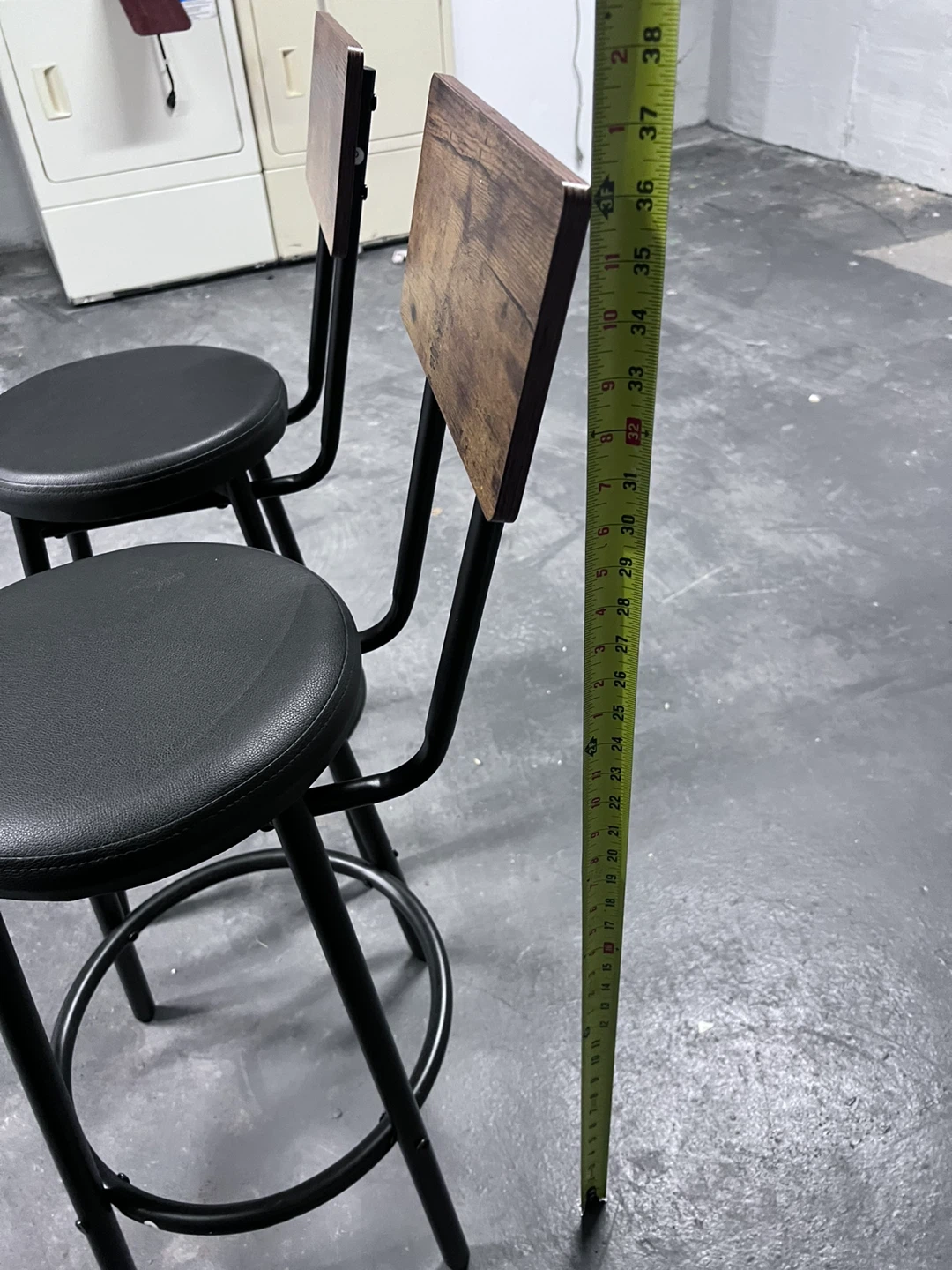 Set of 2 Black Bar Stools with Backrests - photo 5