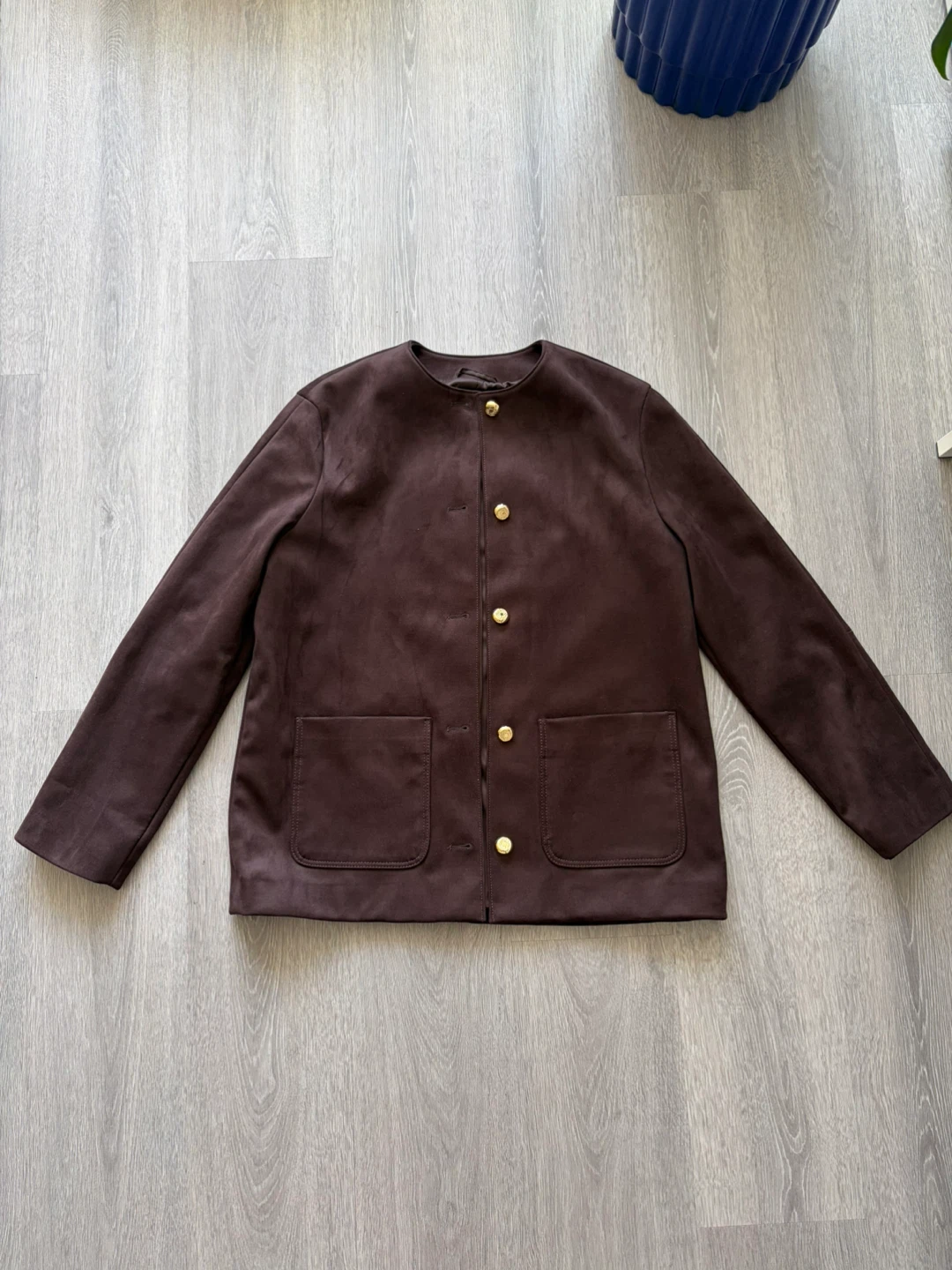 Brown Suede-like Jacket with Gold Buttons - photo 2