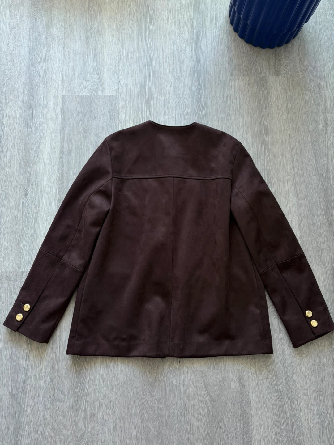 Brown Suede-like Jacket with Gold Buttons - photo 4