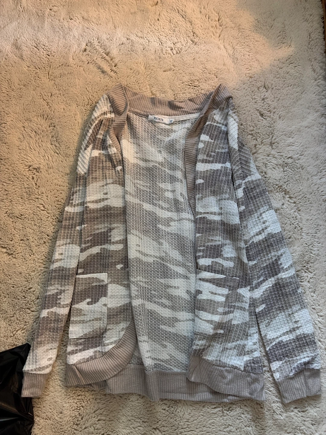 Ricki's Camo Waffle Knit Cardigan