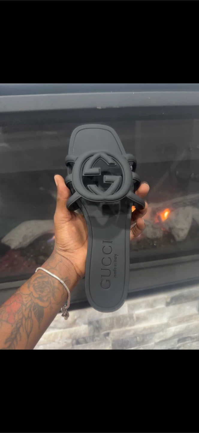Gucci Black Rubber Slide Sandals