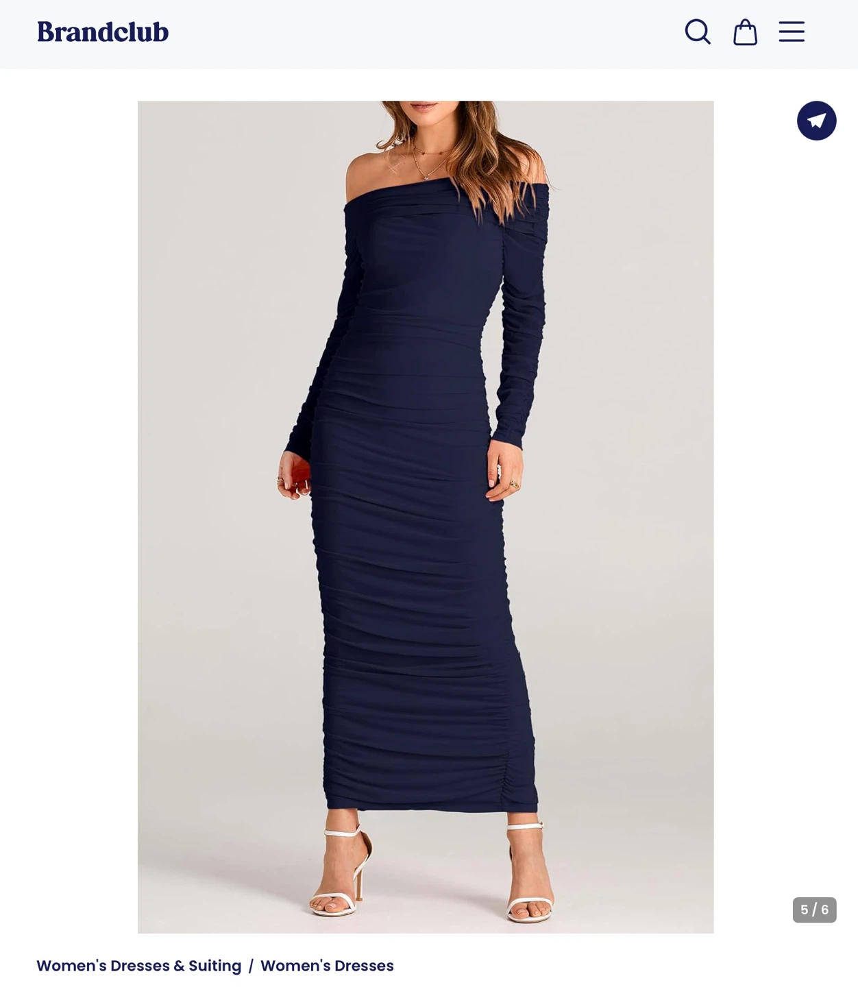 Navy Blue Off-the-Shoulder Ruched Maxi Dress XL - photo 5