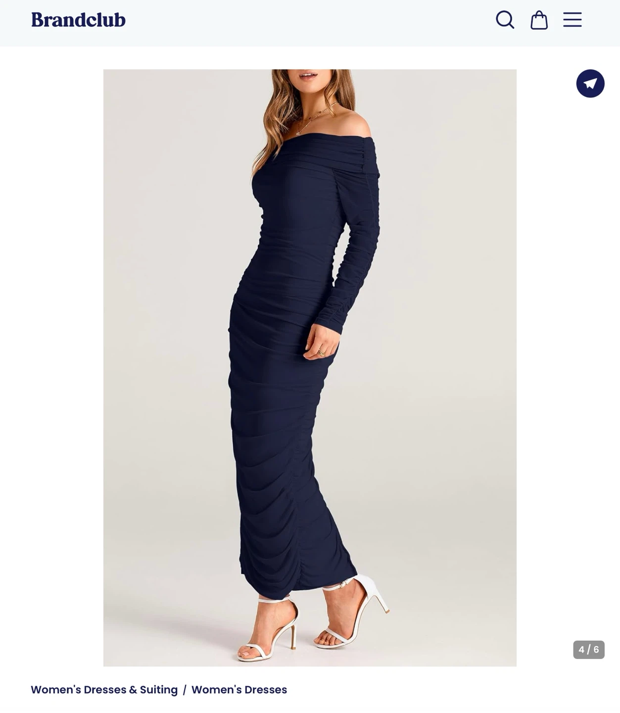 Navy Blue Off-the-Shoulder Ruched Maxi Dress XL - photo 3
