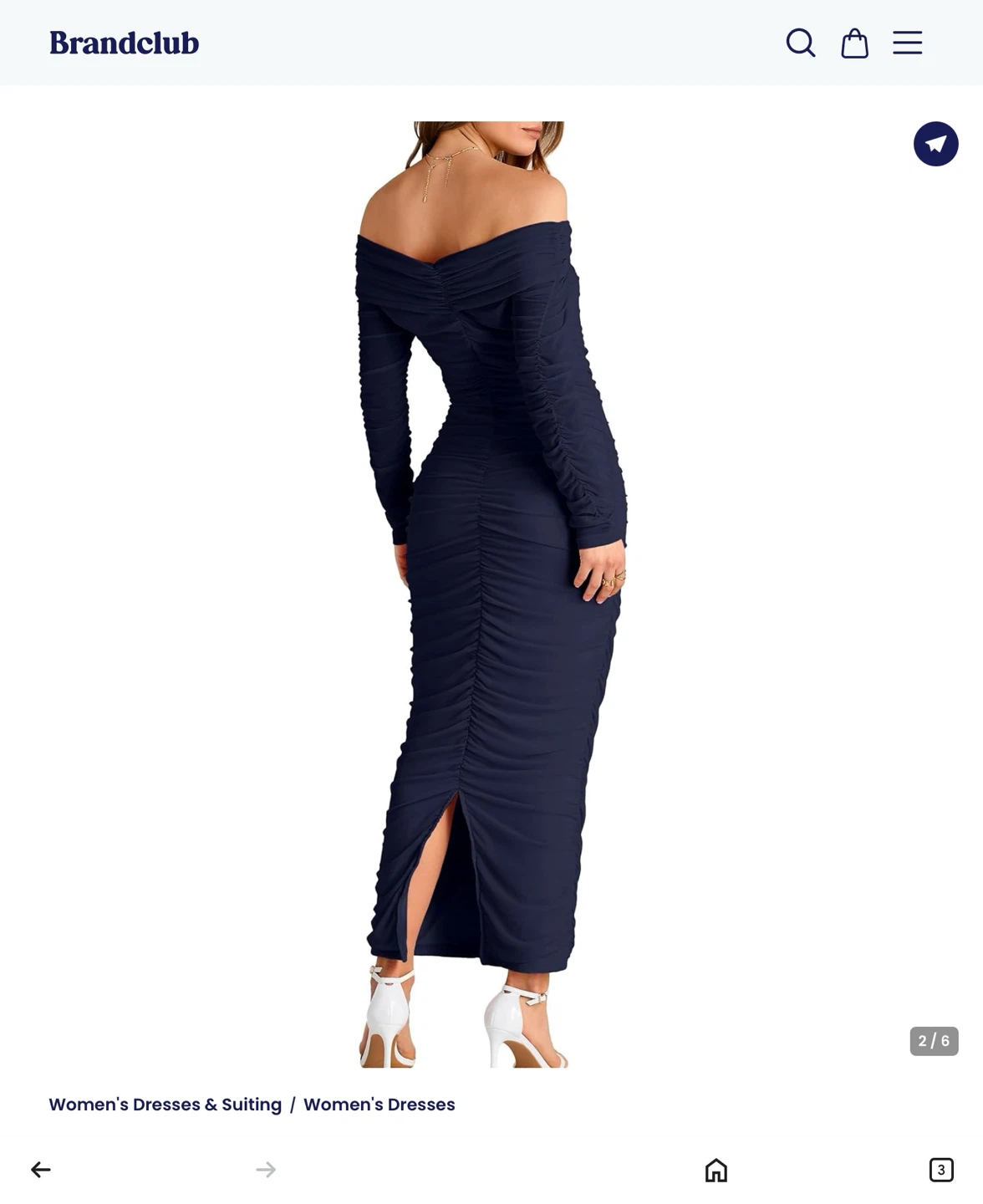 Navy Blue Off-the-Shoulder Ruched Maxi Dress XL - photo 2