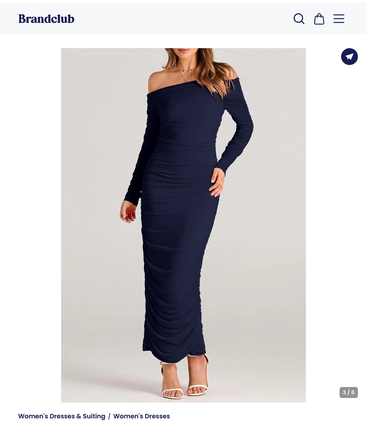 Navy Blue Off-the-Shoulder Ruched Maxi Dress XL - photo 4