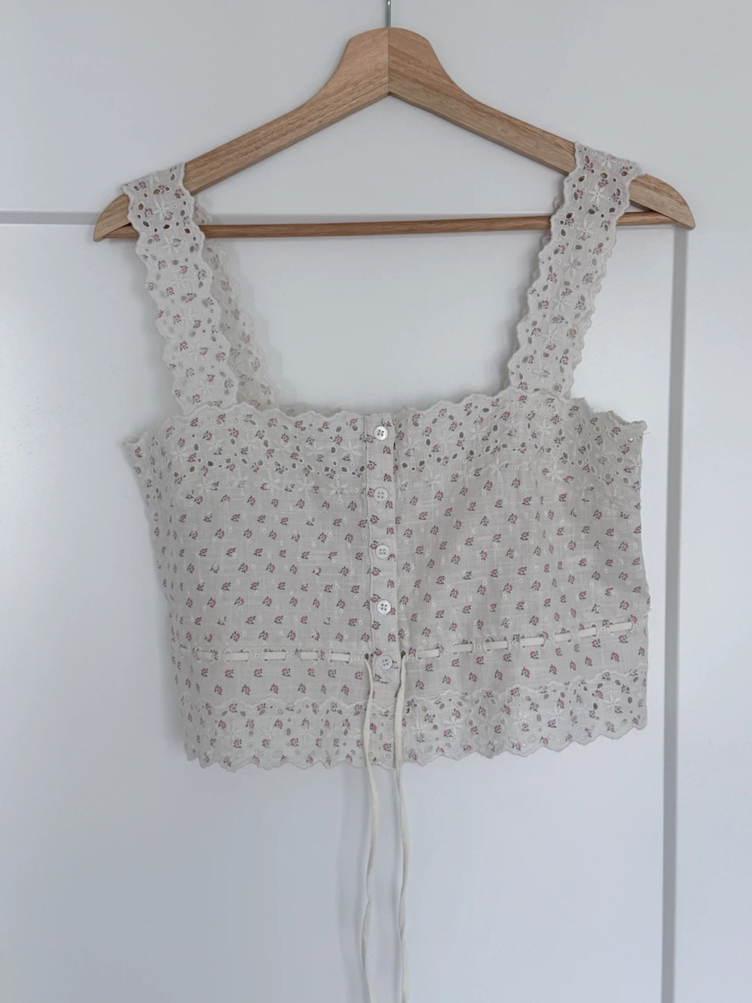 NWT Sézane Nouri Top Mili Print White Floral Broderie Size 2 - photo 3