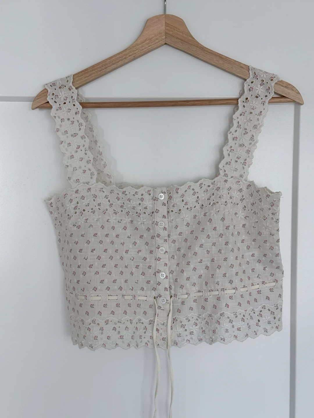NWT Sézane Nouri Top Mili Print White Floral Broderie Size 2 - photo 4