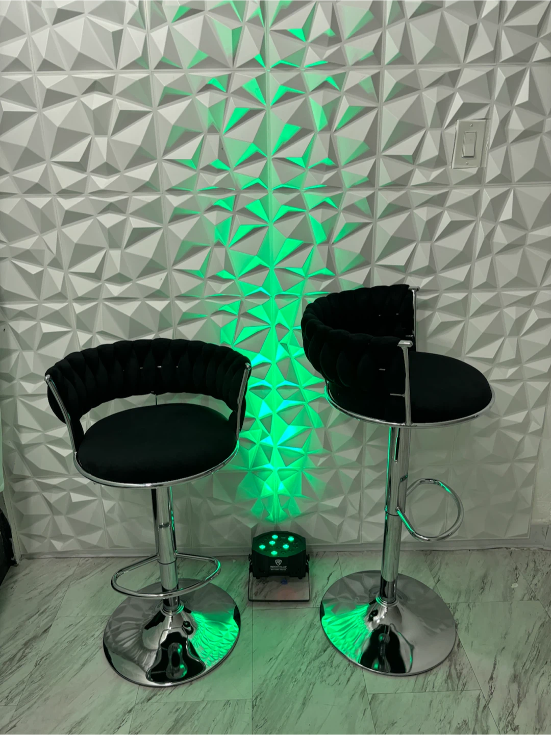 Set of 2 or 4 Black/Gray Velvet Bar Stools - photo 2