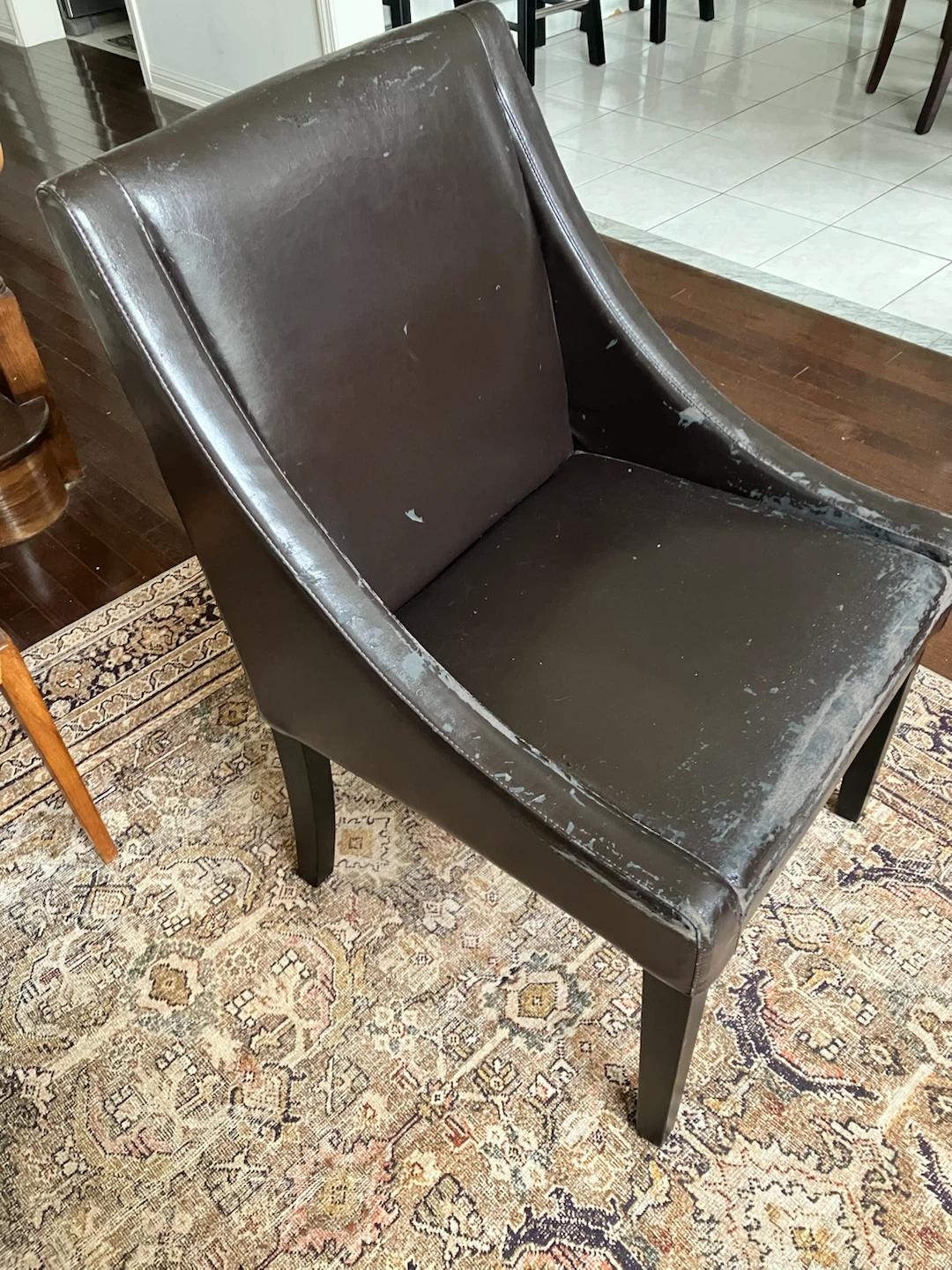 Brown Faux Leather Armchair