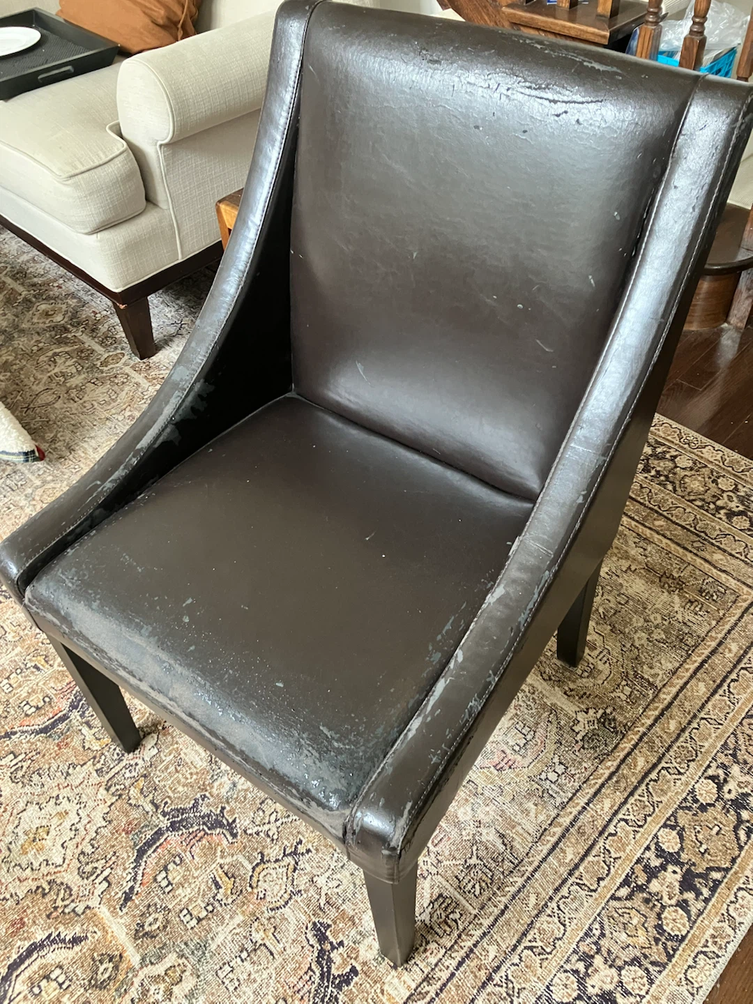 Brown Faux Leather Armchair - photo 2