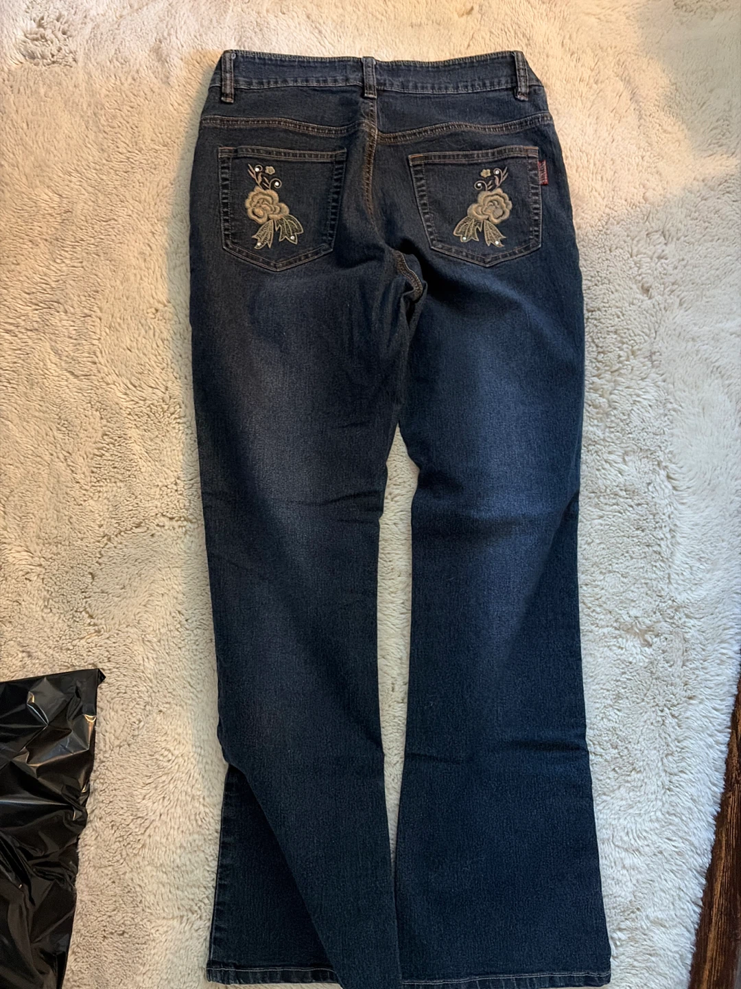 Infinite Women's Dark Wash Flare Jeans with Floral Embroidery - photo 2