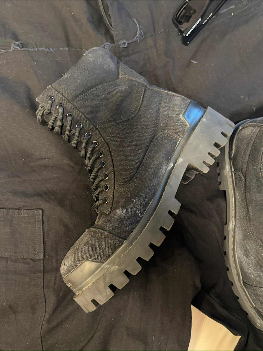Balenciaga Black Canvas Combat Boots - photo 3