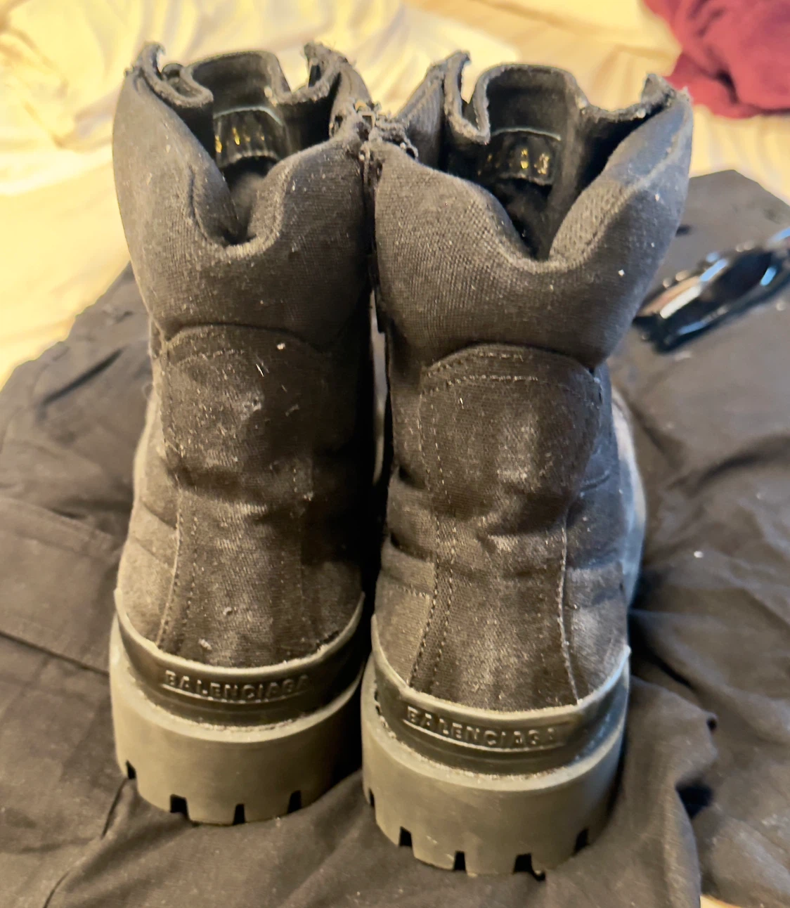 Balenciaga Black Canvas Combat Boots - photo 5