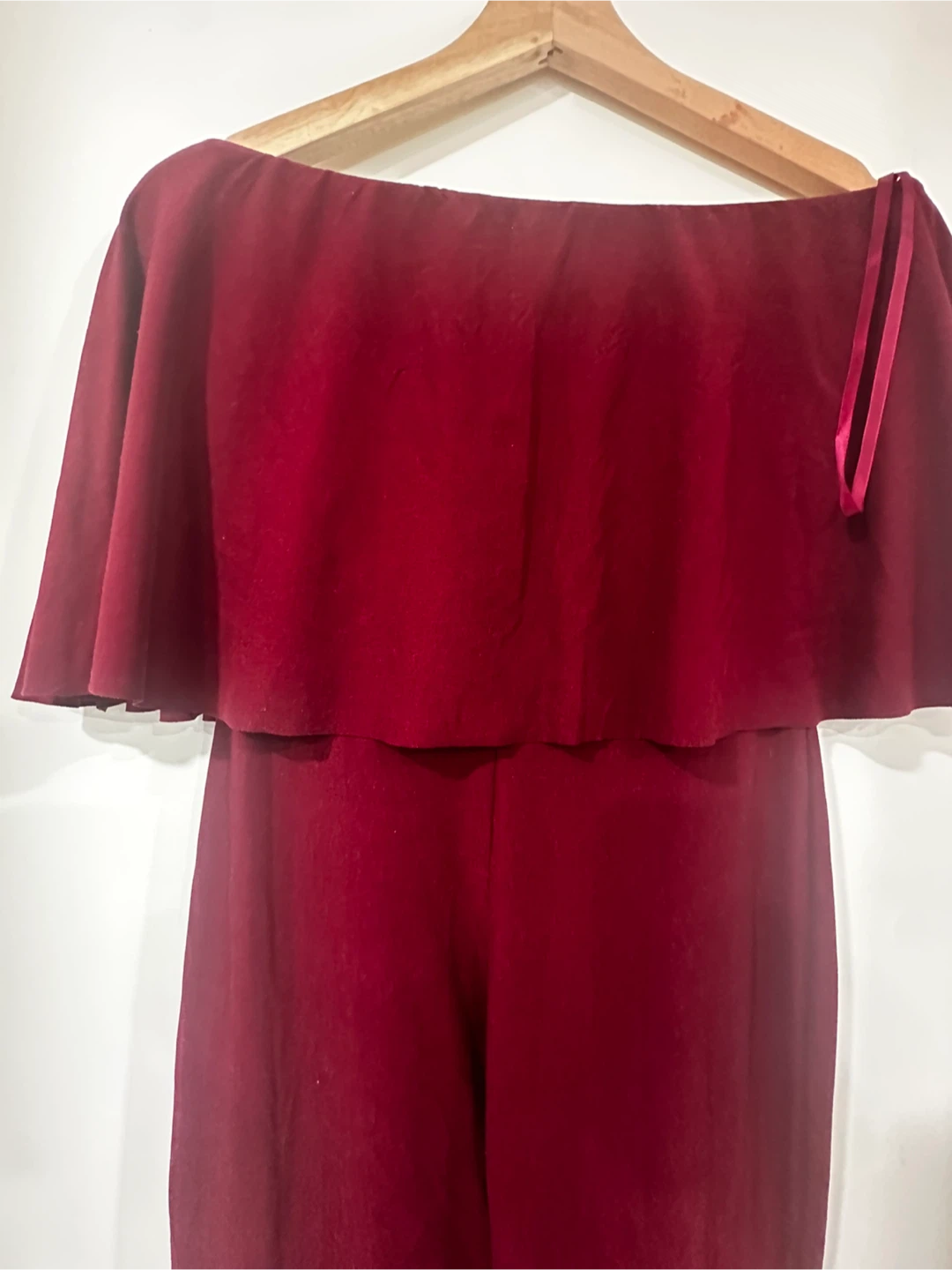 GUESS Burgundy Off-Shoulder Jumpsuit - photo 3