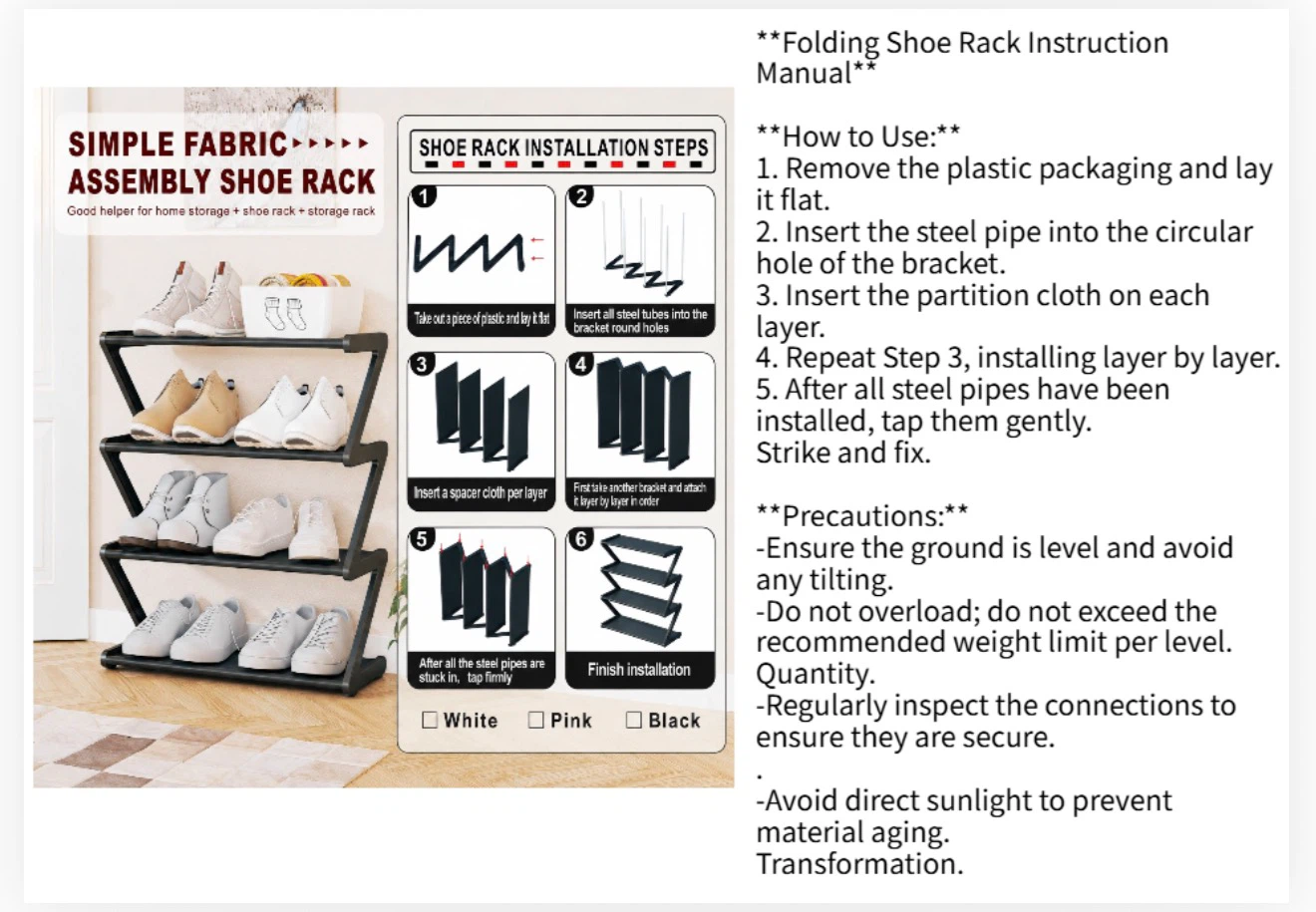 Black 4 Tier Folding Shoe Rack - photo 2