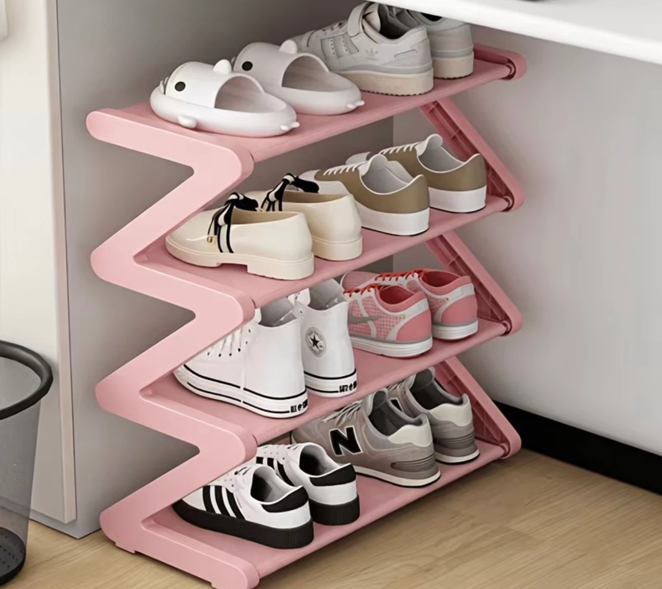 Black 4 Tier Folding Shoe Rack - photo 3