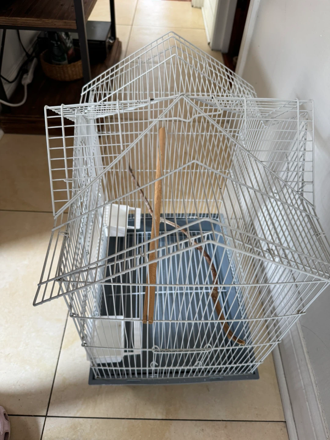 White Bird Cage with Perching