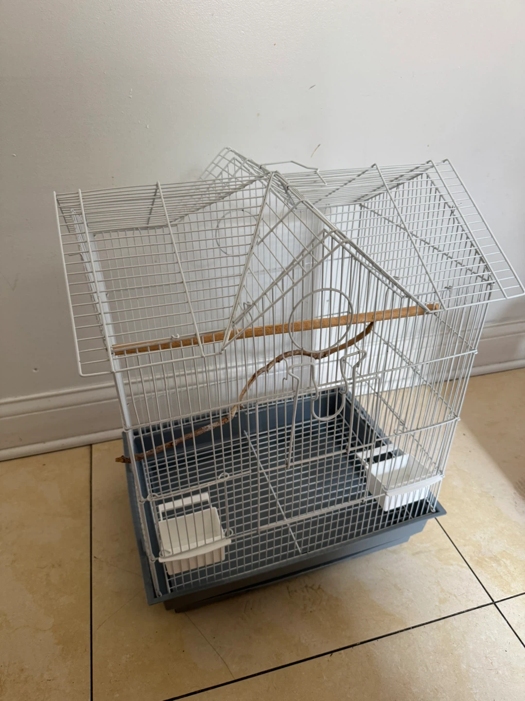 White Bird Cage with Perching - photo 2