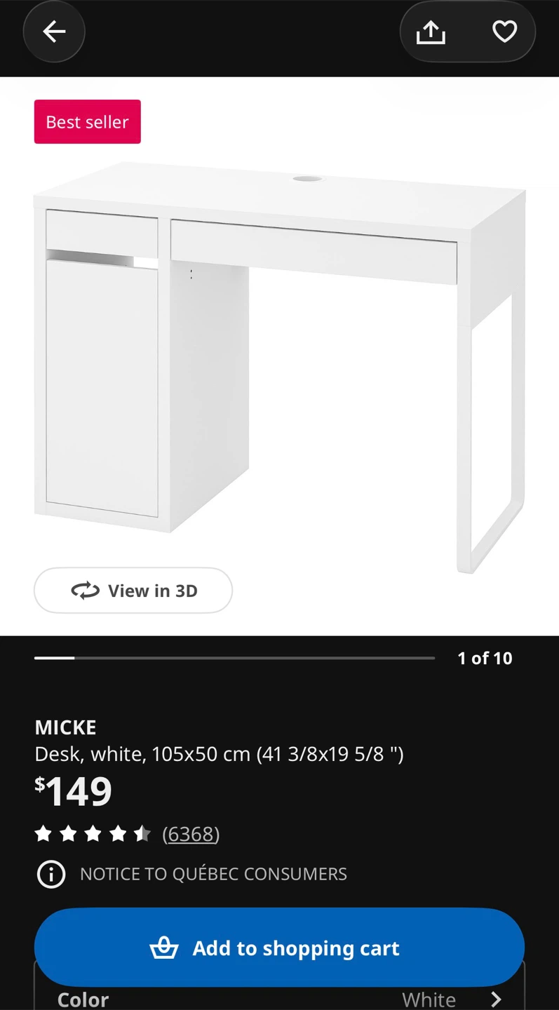 MOVING SALE IKEA MICKE White Desk - photo 3