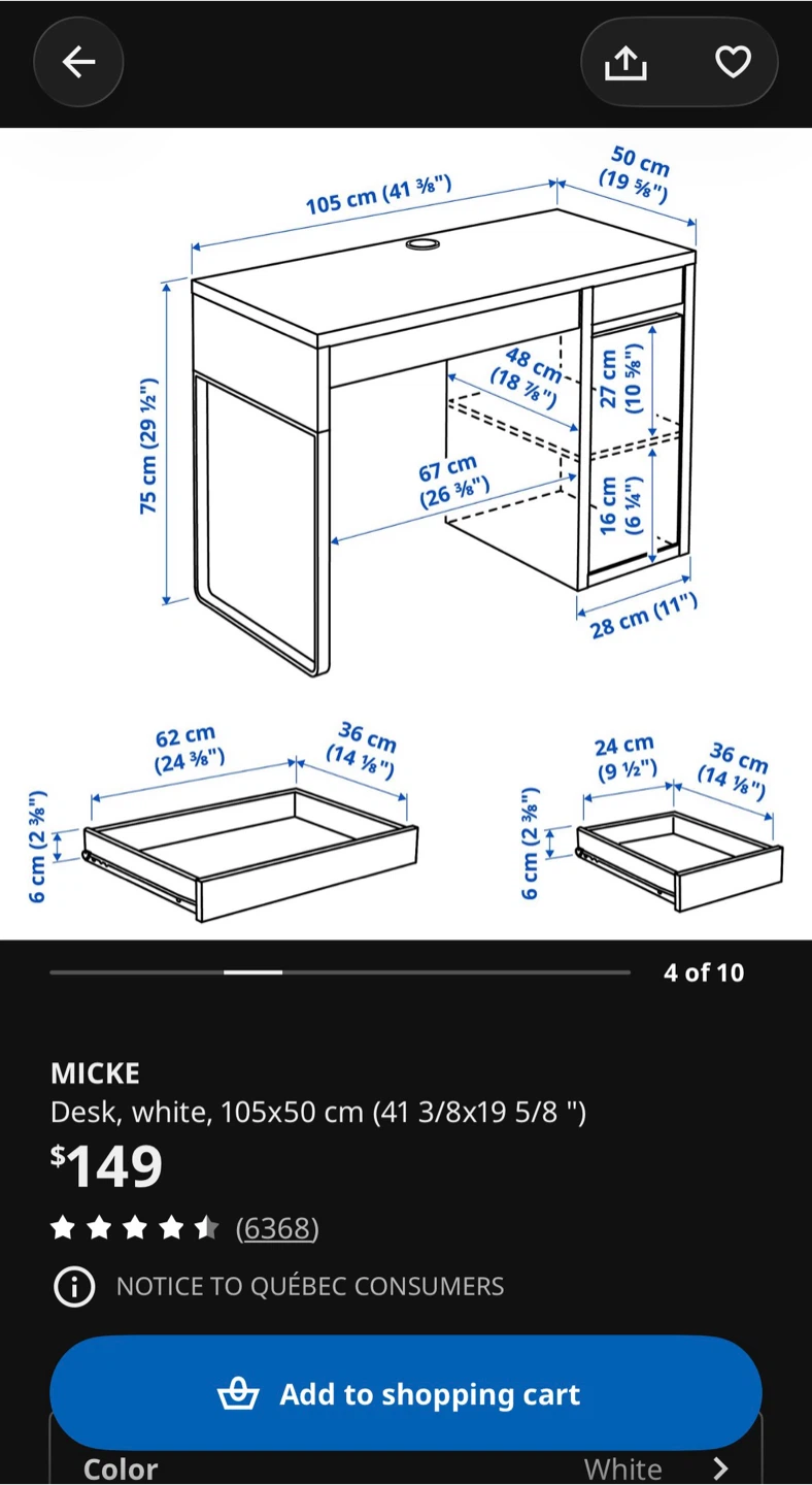 MOVING SALE IKEA MICKE White Desk - photo 5