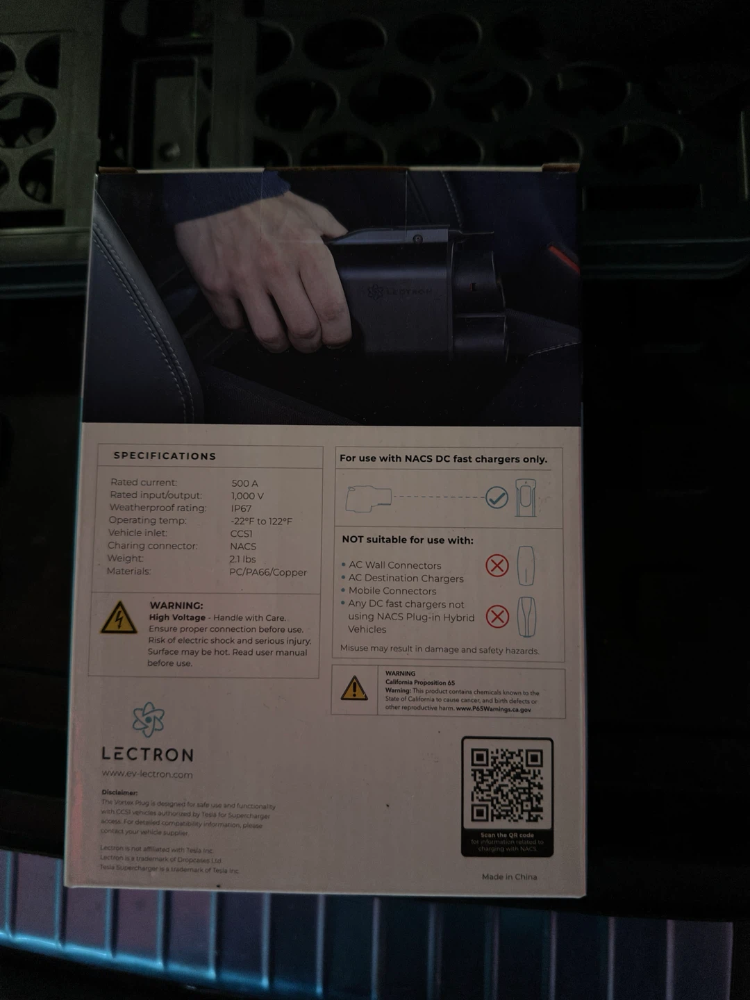 Lectron NACS to CCS1 DC Fast Charging Adapter - photo 3