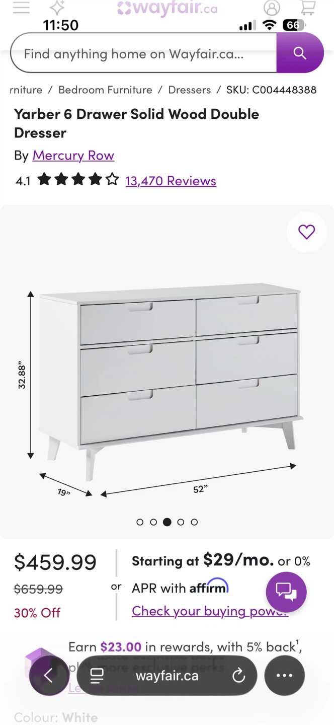 6-Drawer Solid Wood White Dresser - photo 4