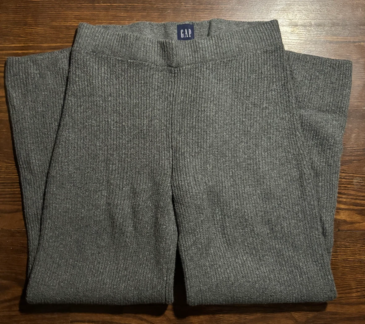 GAP Ribbed Knit Wide-Leg Pants (Charcoal Grey) - Medium