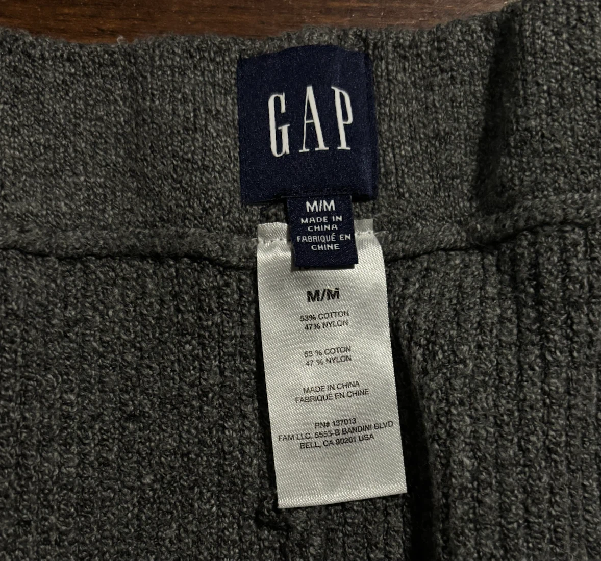 GAP Ribbed Knit Wide-Leg Pants (Charcoal Grey) - Medium - photo 3
