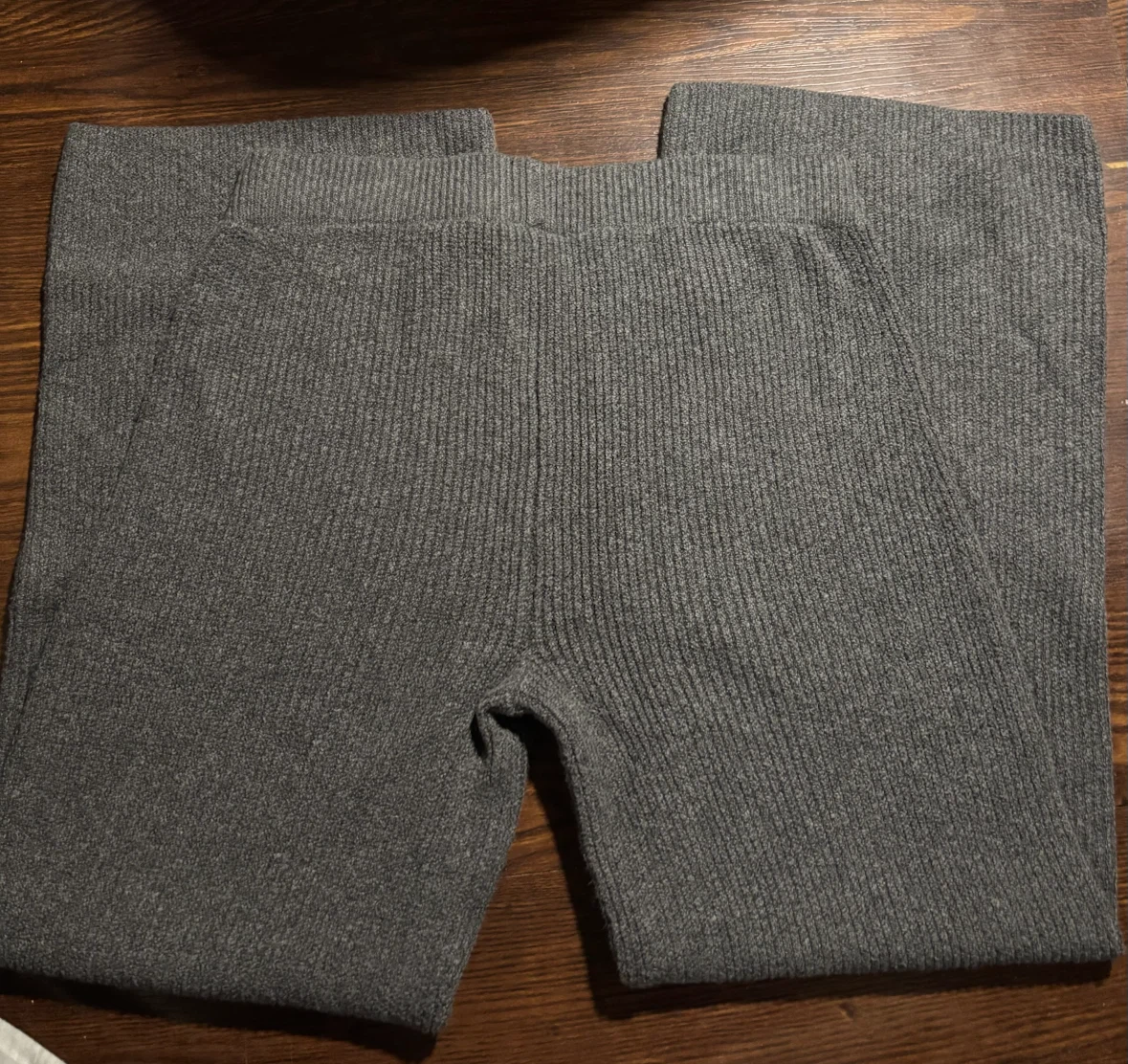 GAP Ribbed Knit Wide-Leg Pants (Charcoal Grey) - Medium - photo 4