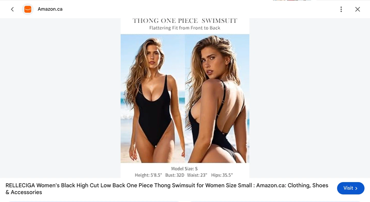 New Black One Piece Thong Swimsuit - L - photo 2