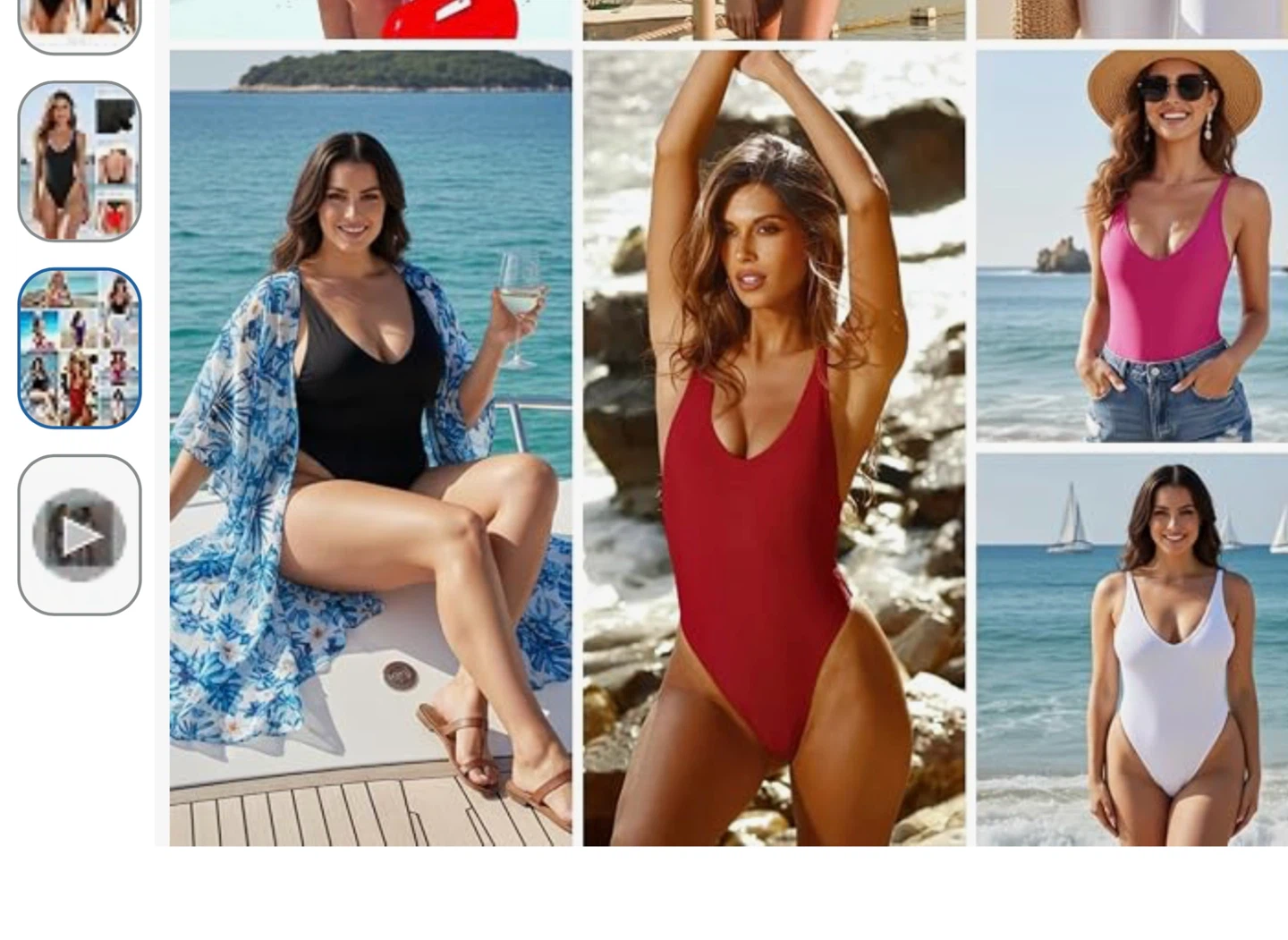 New Black One Piece Thong Swimsuit - L - photo 3
