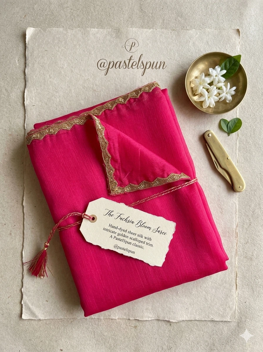 PastelSpun Fuchsia Bloom Saree