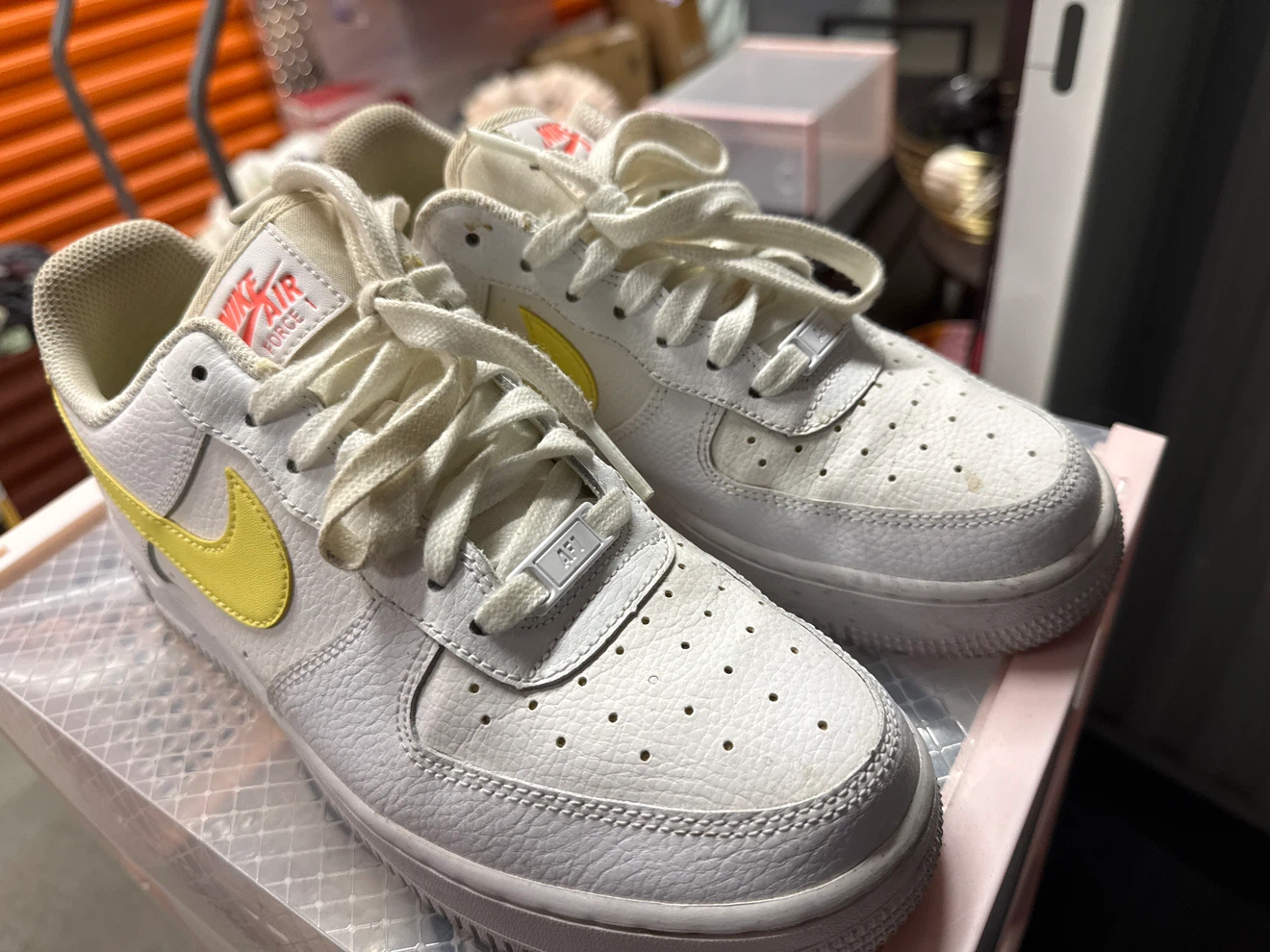 Nike Air Force 1 White/Yellow Sneakers size 8