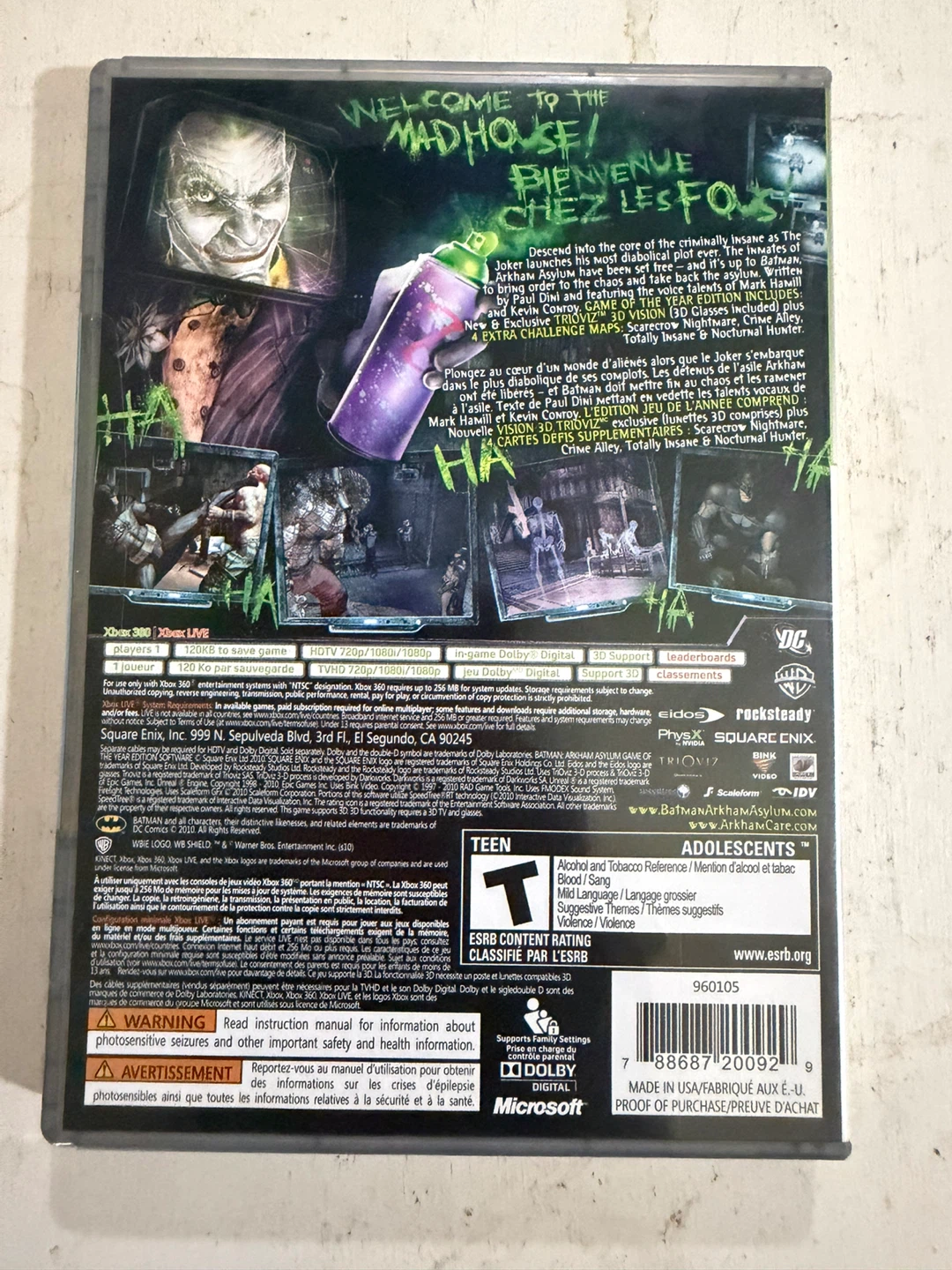 Batman Arkham Asylum Game of the Year Xbox 360 (CIB Complete) - photo 2