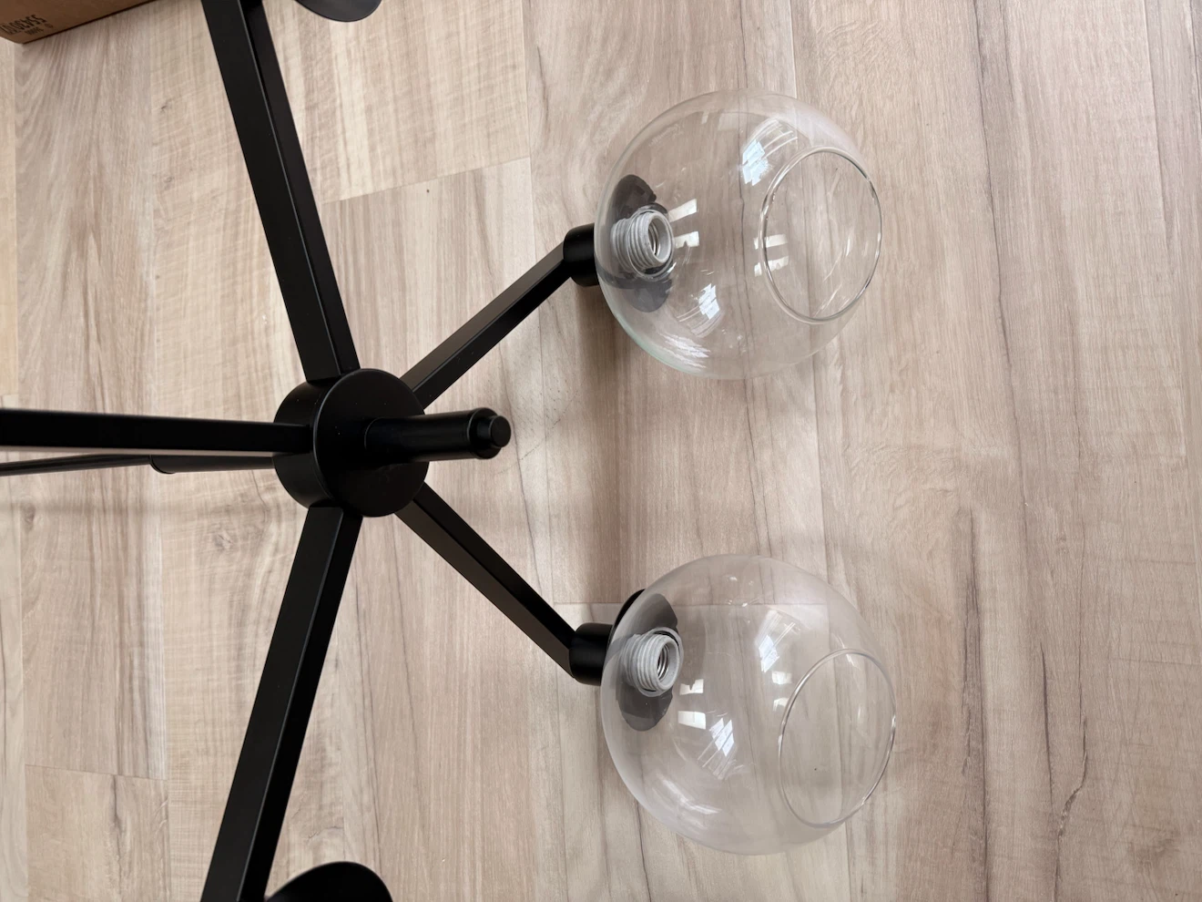 Black 5-Light Chandelier with Glass Globe Shades