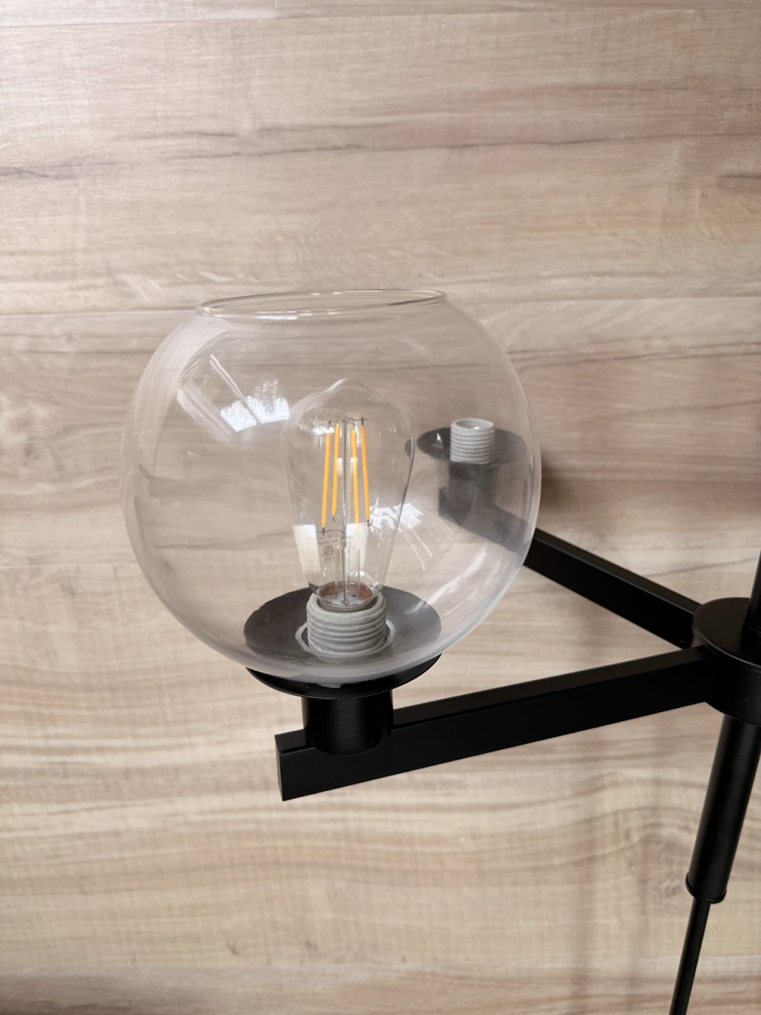 Black 5-Light Chandelier with Glass Globe Shades - photo 4