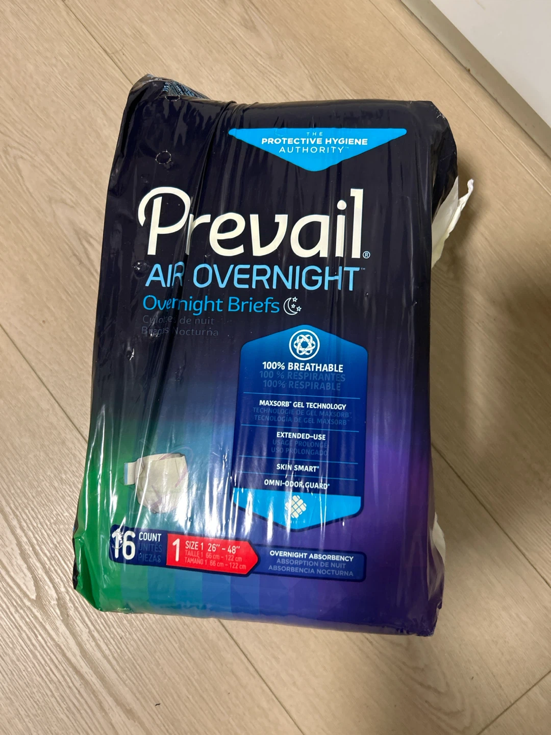 Prevail Air Overnight Briefs Size 1