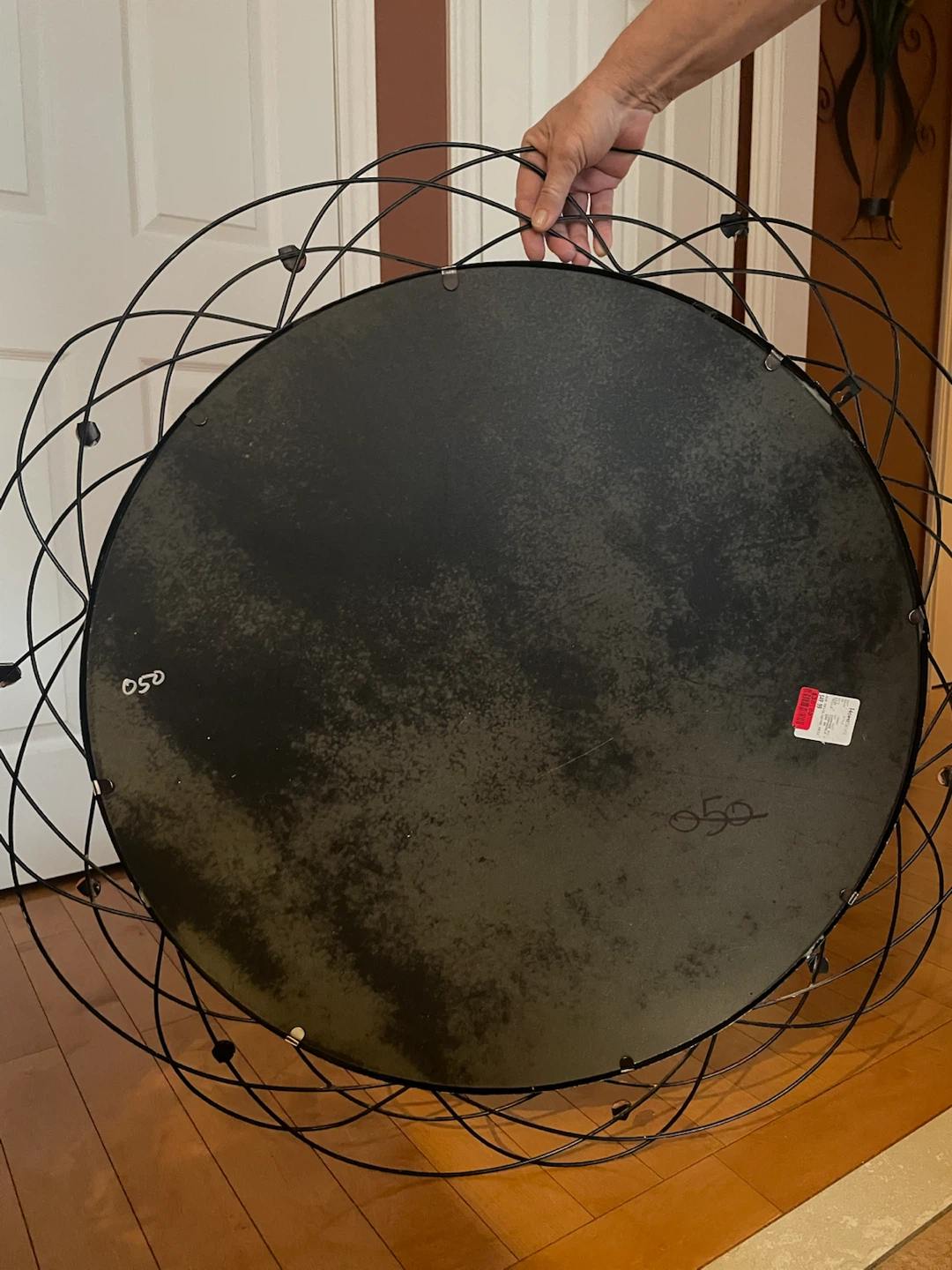 Decorative Round Wall Mirror with Wire Frame - photo 2