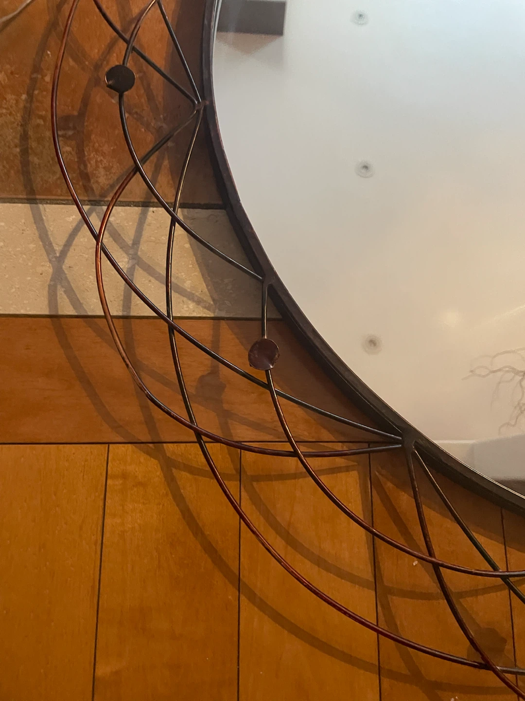 Decorative Round Wall Mirror with Wire Frame - photo 3